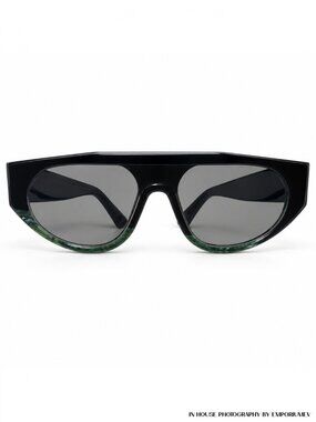 Thierry Lasry KANIBALY 101 Sunglasses Unisex Black Green Shield 57mm France 0396